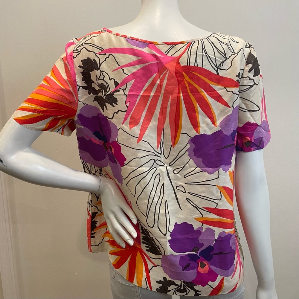 KATE SPADE Live Colorfully Pink Purple Floral Silk Top Blouse - Picture 2 of 11